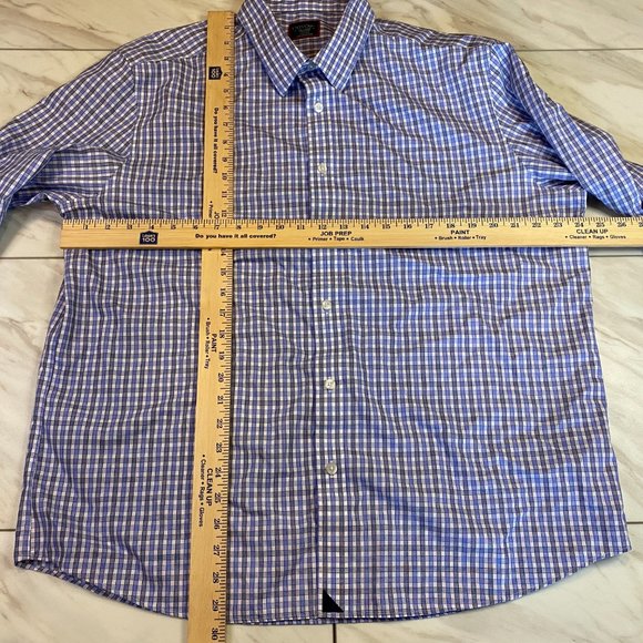 UNTUCKit Mens Long Sleeve Button Down Blue Check Wrinkle Free Cotton XXL 2XL - Picture 6 of 6